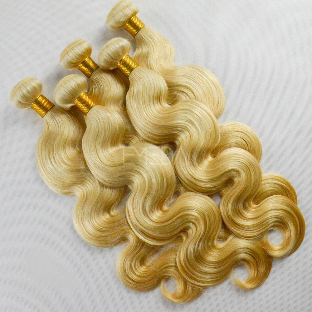 Sew in human hair extensions blonde body wave hair weft CX0024